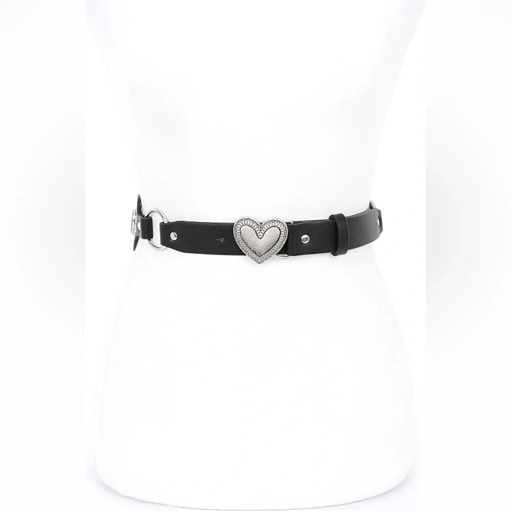 Vegan Leather Heart Western Concho Statement Belt